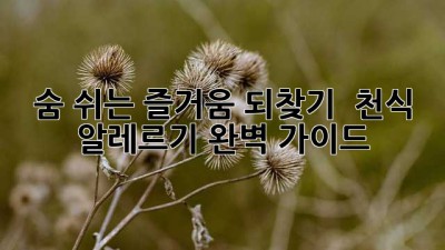 숨 쉬는 즐거움 되찾기 🌬️ 천식 & 알레르기 완벽 가이드